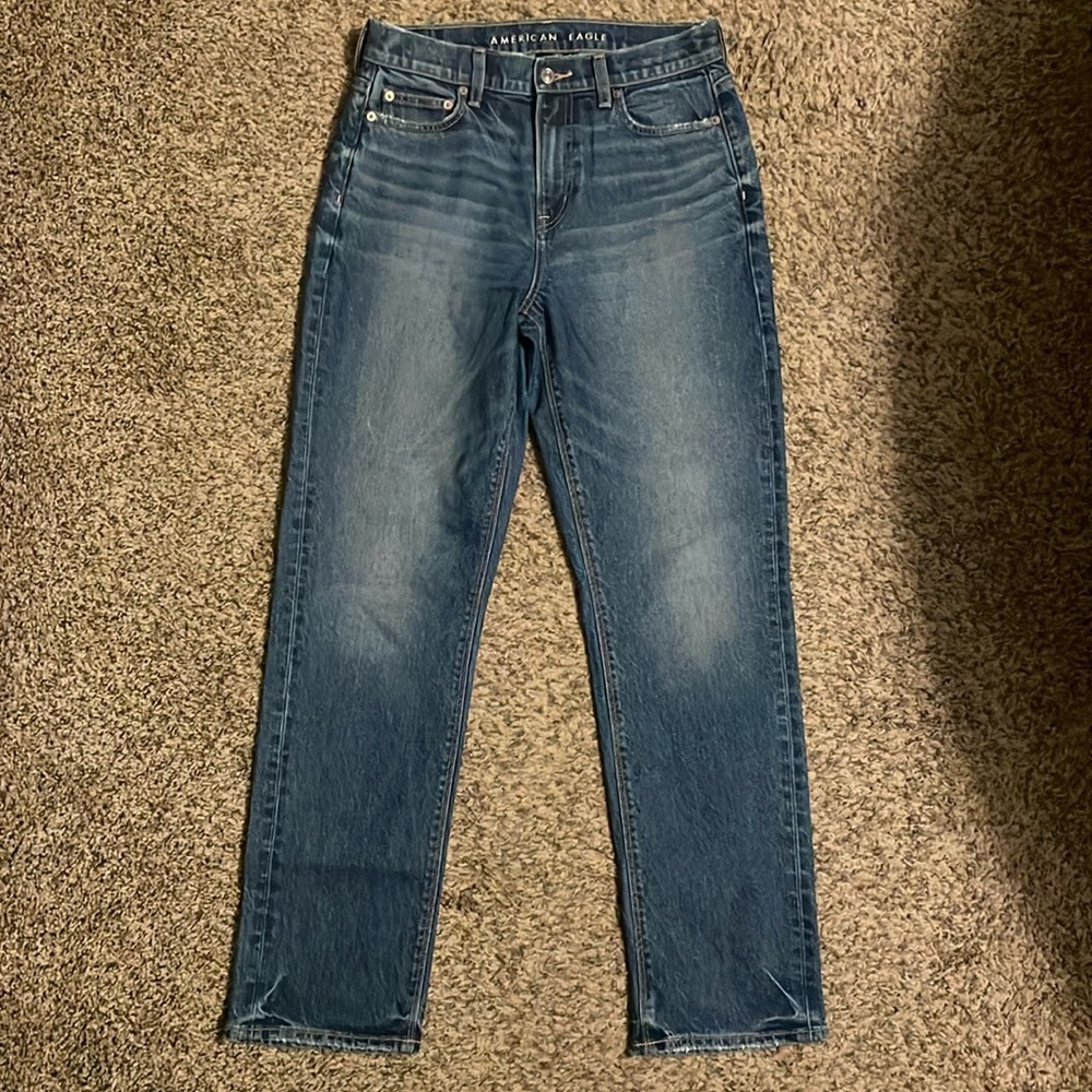 American Eagle super high rise straight jean